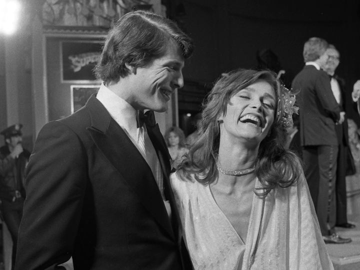Christopher Reeve and Margot Kidder at the Superman premiere in 1978